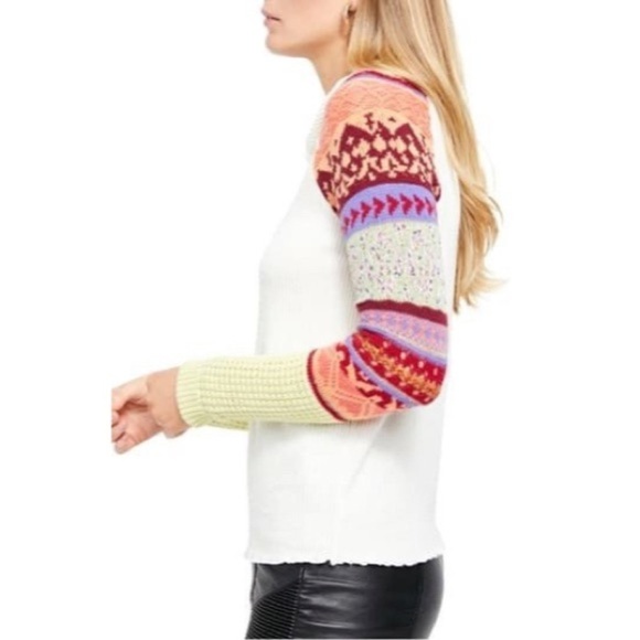 [Free People] Patterned Ivory Knit Sweater - Picture 14 of 15